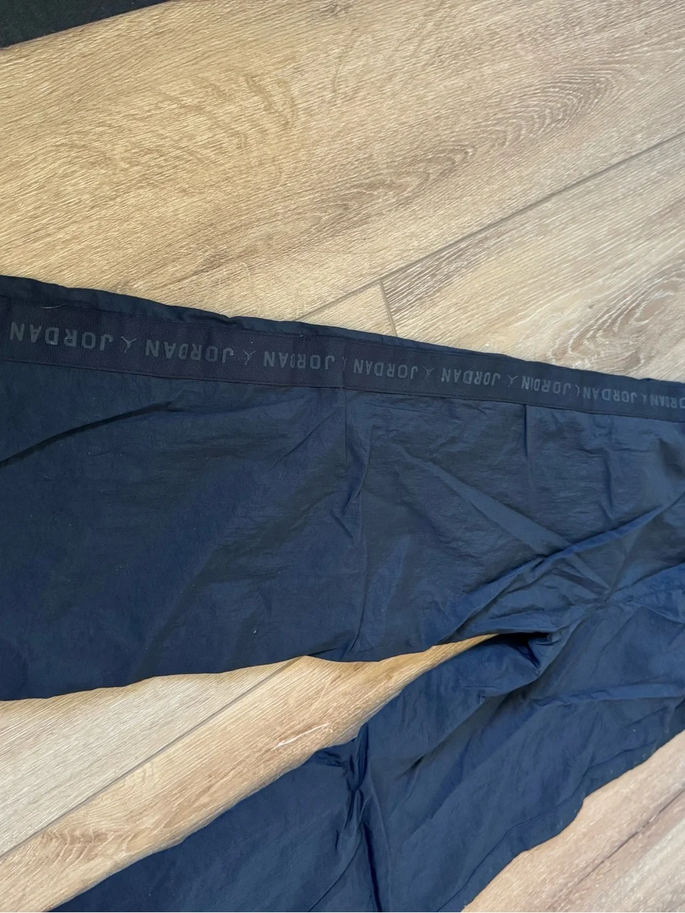 Black Jordan track pants wide-leg silhouette logo taping Youth Medium